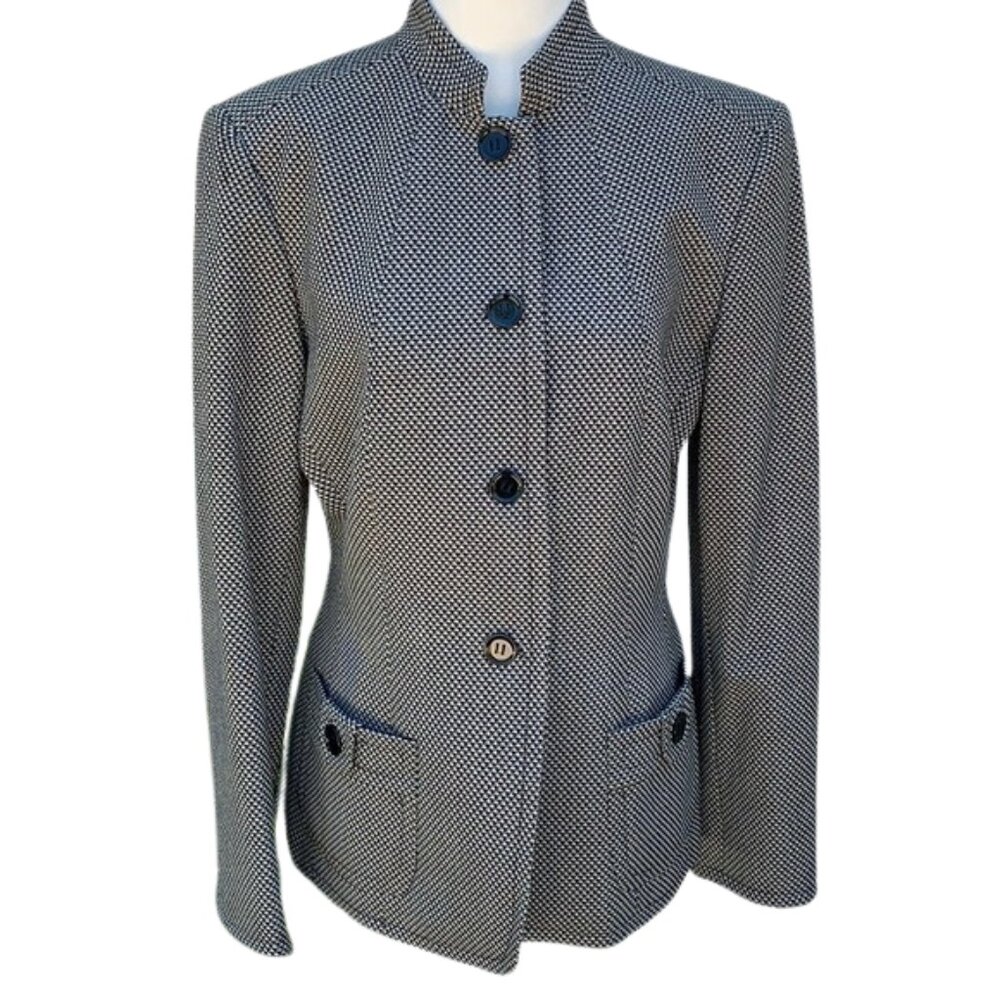Calvin Klein Black and White Patterned Blazer Jacket, Size 6